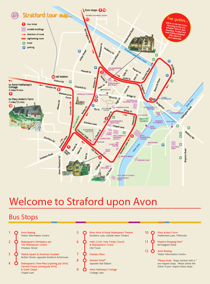 City Sightseeing Stratford-upon-Avon Map